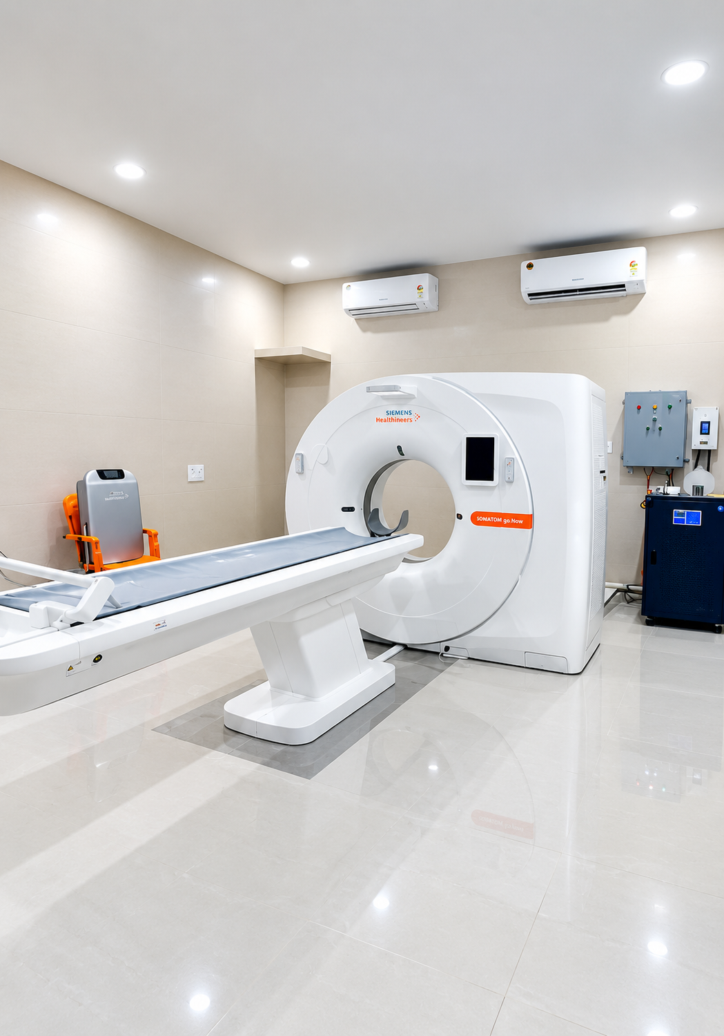 CT diagnostic imaging room at Om Multispeciality Hospital